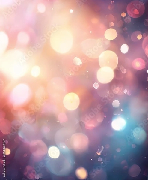 Fototapeta a vibrant, abstract background featuring a multitude of colorful, blurred bokeh lights in various shades of pink, orange, yellow, and blue, creating a dynamic and visually effect.