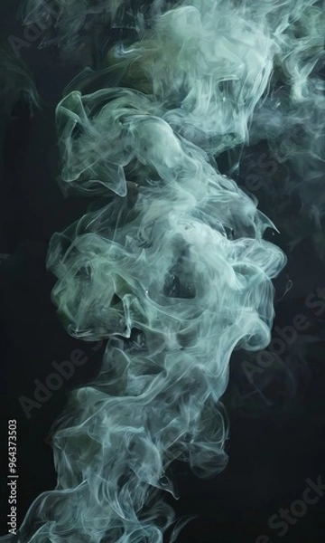 Fototapeta a swirling pattern of white smoke against a dark background, creating an abstract and ethereal visual effect.
