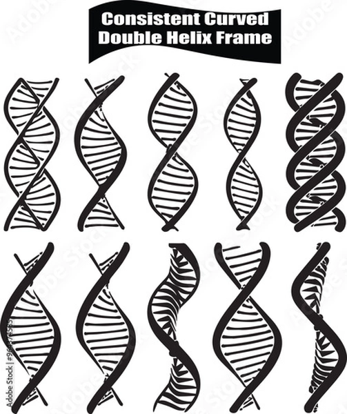 Fototapeta Consistent Curved Double Helix Minimalist Black Silhouette Vector Collection