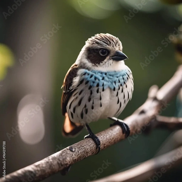 Obraz Majestic Bird Perched on Mossy Branch with Background Blur in Golden Light