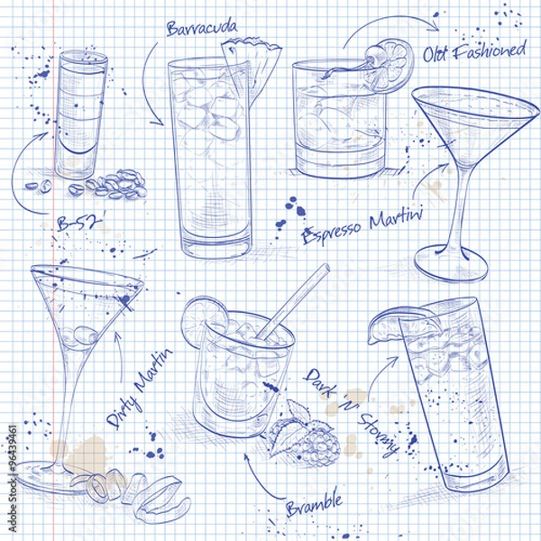 Obraz The Unforgettables Cocktail Set on a notebook page