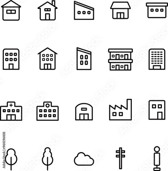 Obraz 建物のアイコンセット
