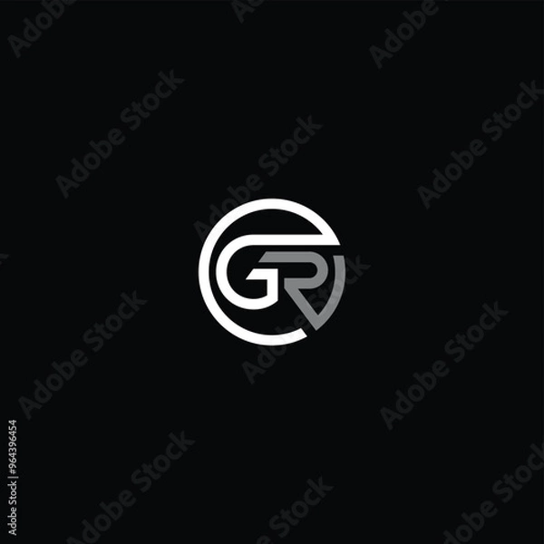 Fototapeta GR or RG letter logo design. Abstract outstanding professional business awesome artistic branding company different colors illustration.