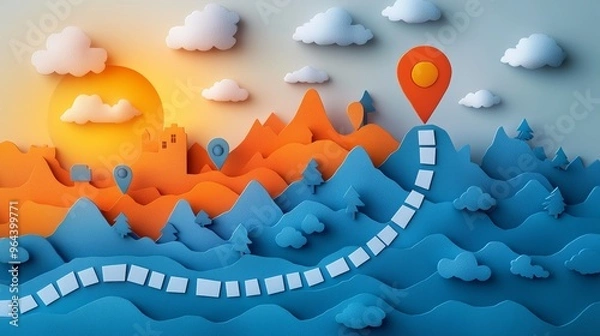 Fototapeta Business plan roadmap with milestones and goals, concept of business growth strategy, on simple background