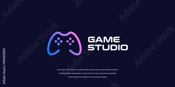 Fototapeta Vector game logo template. Joystick icon M letter game logo