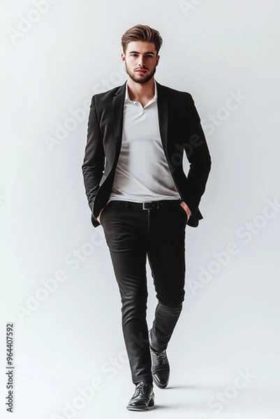 Fototapeta man walking on white background to cut out for visualization, generative AI