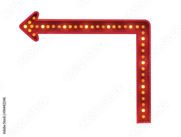 Obraz red arrow with light bulbs