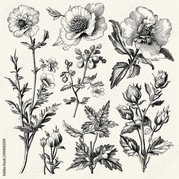 Obraz hand drawn flowers