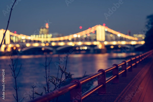 Fototapeta Chelsea bridge night faded