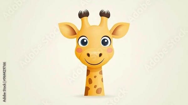 Obraz A playful giraffe head icon with large eyes and a friendly smile, perfect for children's designs.