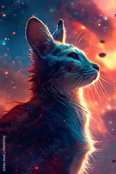 Fototapeta Face cute cat. The artist used brushstrokes in the style of impressionism. The painting is executed in oil on canvas with elements of pastel painting.
