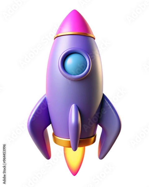 Fototapeta 3D rocket with vibrant details, ideal for space exploration, technology, and futuristic themes.