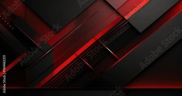 Fototapeta A modern abstract design featuring sharp angles and contrasting red and black colors, ideal for backgrounds or digital art.
