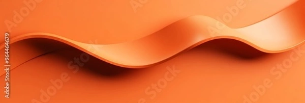 Fototapeta A flat 3D render of a modern, curved banner in a bright orange color, with space for sale text or promotion