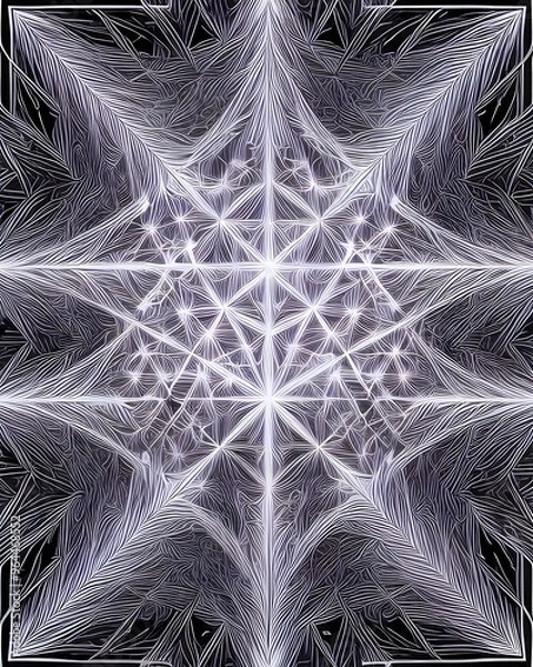 Fototapeta A black and white photo of a star shaped star shaped design. Vector illustration