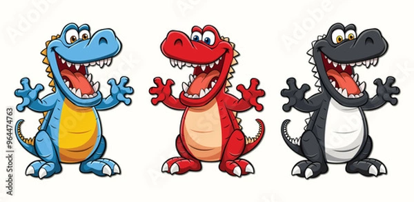 Fototapeta Crocodile vector set cartoon illustration