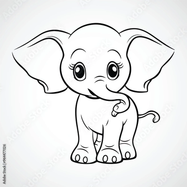 Obraz Vector elephant cartoon illustration
