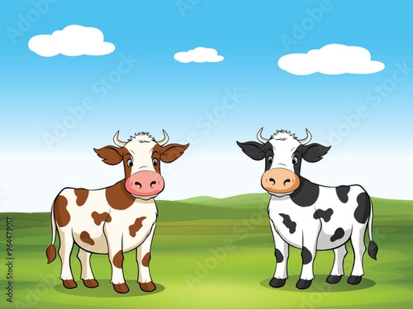 Fototapeta Cute Cows Vector illustration