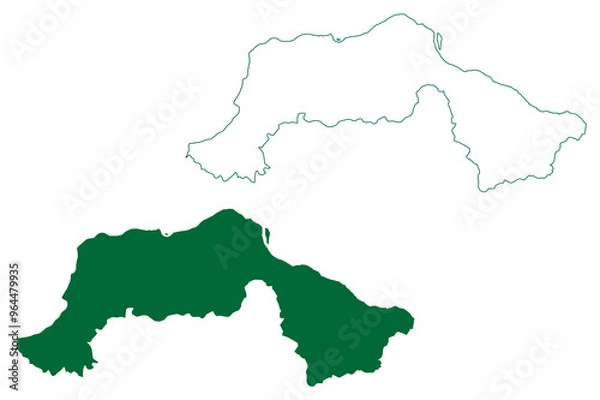 Fototapeta Boudh district (Odisha State, Republic of India) map vector illustration, scribble sketch Boudh map