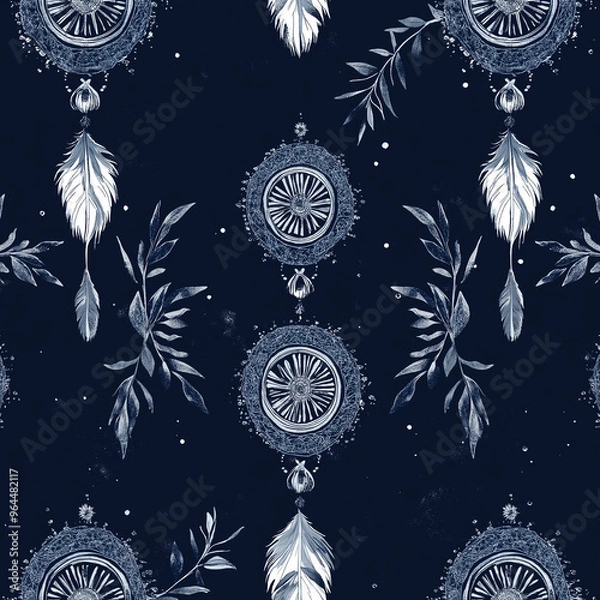 Fototapeta boho seamless pattern with art