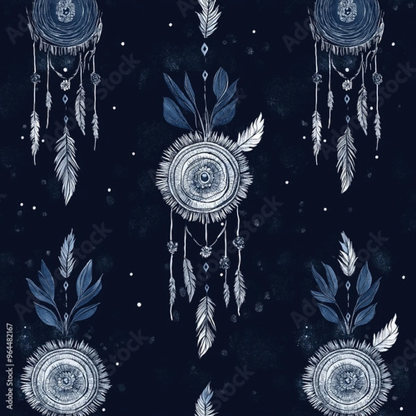 Fototapeta boho seamless pattern with art