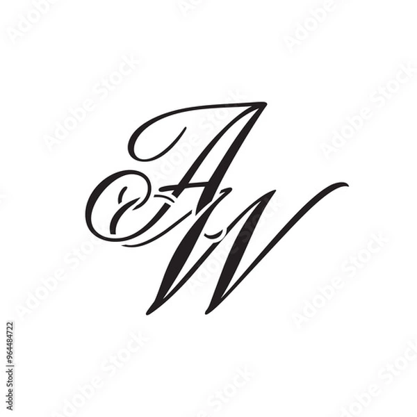 Fototapeta AW initial monogram logo