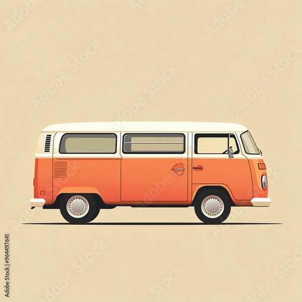 Fototapeta Minimalist van icon in a vector style, with wheels and windows subtly detailed