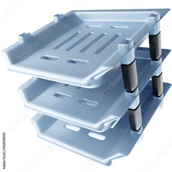 Fototapeta 3D Render of a Document Tray for Paper Organization on Office Desks. Perfect Clipart for Office Organization, Filing Systems, and Workplace Efficiency.