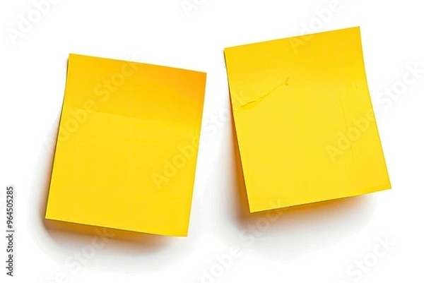 Fototapeta yellow 2 sticky post it note isolated on white background white