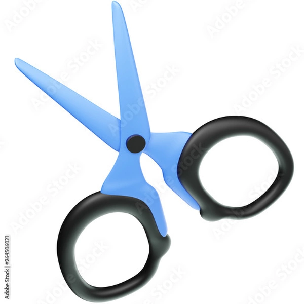 Fototapeta 3D Render of Scissors with Sharp Blades, Useful for Office Tasks or Craft Projects. Clipart for Cutting Tools, Office Supplies, and Craftwork.