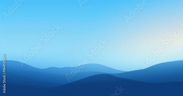 Fototapeta A serene gradient landscape featuring soft blue hues and gentle undulating hills, evoking calmness and tranquility.