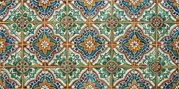 Obraz Retro ceramic tile background with symmetric geometric patterns