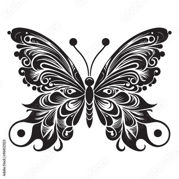 Fototapeta Butterfly Icon Square Button Set,Simple illustration of big butterfly vector icon for web,Butterfly Silhouettes