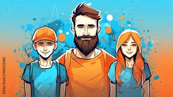 Obraz man and children