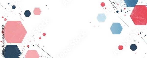 Obraz Abstract geometric background with colorful hexagons and circles on a white backdrop