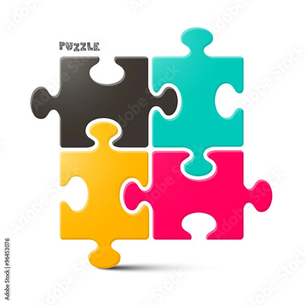 Obraz Puzzle - Jigsaw Vector Illustration Isolated on White Background