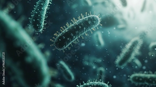 Fototapeta Close-up of bacteria with space for health tips