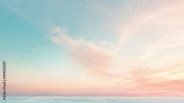 Fototapeta Soft Pastel Gradient with Subtle Clouds,Serene and Dreamy Expansive Background