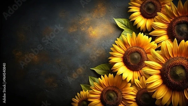 Obraz Dark and elegant background featuring bright sunflowers