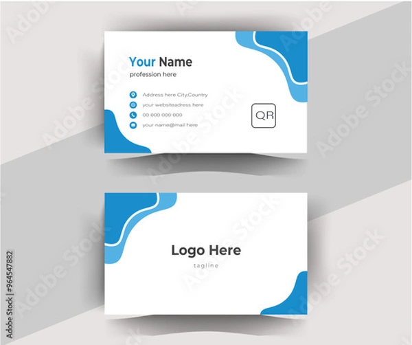Obraz Blue Corporate Business Card Layout. editable vector design.