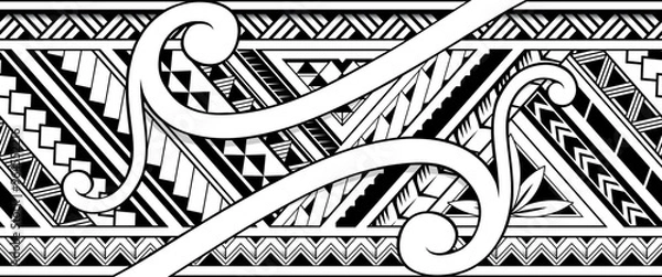 Obraz Polynesian style seamless tattoo
