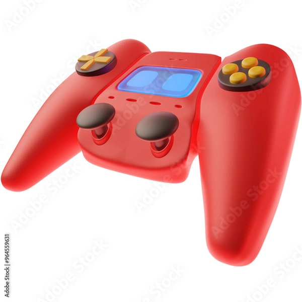 Fototapeta 3D Render of a Gaming Joystick, Perfect for Video Game, Tech, or Entertainment Designs. Clipart for Gamers, Controllers, and Electronic Devices.