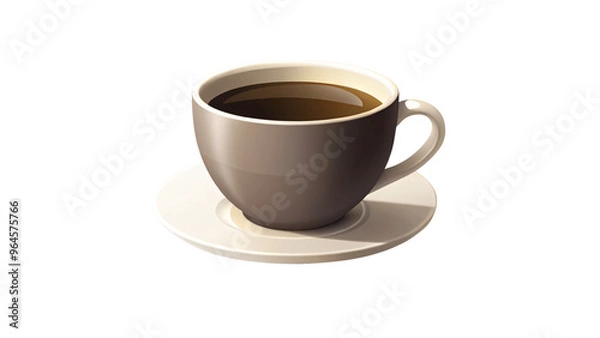 Fototapeta Isolated cup filled with dark coffee, perfect for a morning caffeine fix