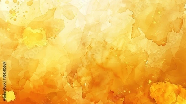 Fototapeta A magnificent texture of a golden watercolor forms a captivating background. The golden hue shimmers and glows, creating a luxurious and warm feel. The texture is rich and unique, with the watercolor 
