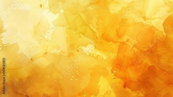 Fototapeta A magnificent texture of a golden watercolor forms a captivating background. The golden hue shimmers and glows, creating a luxurious and warm feel. The texture is rich and unique, with the watercolor 