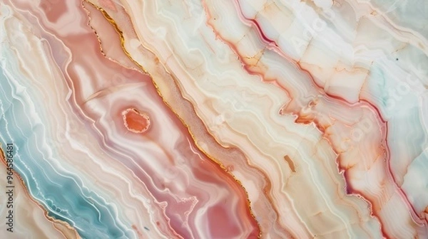 Fototapeta A captivating texture of marble forms a colorful background. The marble shows unique patterns and swirls, with a variety of colors blending together. This background has a rich and luxurious feel, wit
