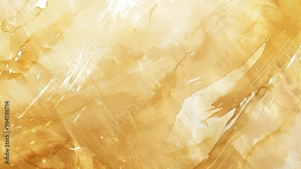 Fototapeta A magnificent texture of a golden watercolor forms a captivating background. The golden hue shimmers and glows, creating a luxurious and warm feel. The texture is rich and unique, with the watercolor 