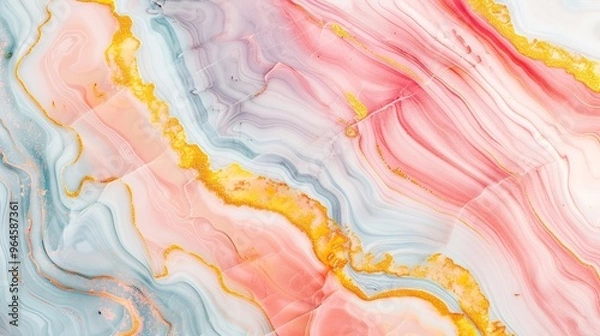 Obraz A captivating texture of marble forms a colorful background. The marble shows unique patterns and swirls, with a variety of colors blending together. This background has a rich and luxurious feel, wit