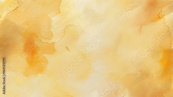 Fototapeta A magnificent texture of a golden watercolor forms a captivating background. The golden hue shimmers and glows, creating a luxurious and warm feel. The texture is rich and unique, with the watercolor 