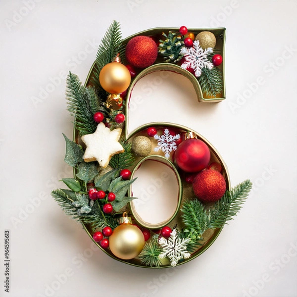 Fototapeta Number in Christmas theme